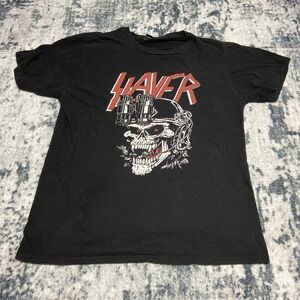 Slayer Skull Graphic T Shirt Black Short Sleeve Band Tee Size Medium